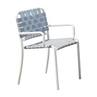 gervasoni - chaise avec accoudoirs de jardin inout 824 - blanc/gris/assise en sangles élastiques/structure aluminium blanc laqué/lxhxp 59x80x58cm